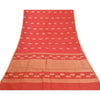 Sanskriti Vintage Red Saree Pure Organza Silk Handwoven Tant Craft Sari Sustainable Fabric