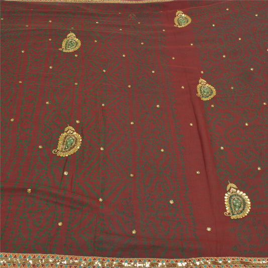Sanskriti Vintage Sarees Pure Georgette Silk Hand Beaded Badhani Sustainable Fabric Sari