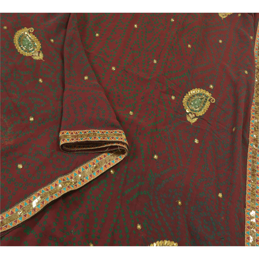 Sanskriti Vintage Sarees Pure Georgette Silk Hand Beaded Badhani Sustainable Fabric Sari