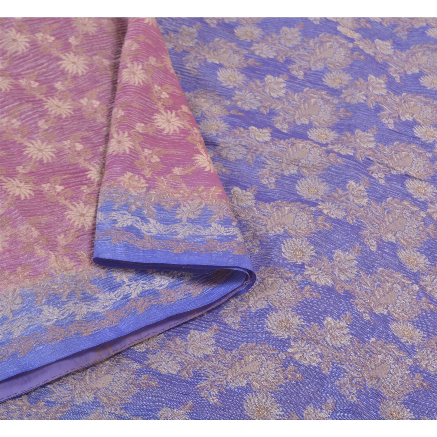 Sanskriti Vintage Purple Sarees Blend Georgette Woven Premium Sari 5 Yard Sustainable Fabric