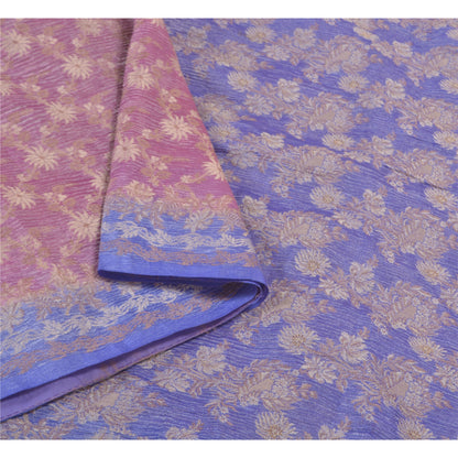 Sanskriti Vintage Purple Sarees Blend Georgette Woven Premium Sari 5 Yard Sustainable Fabric
