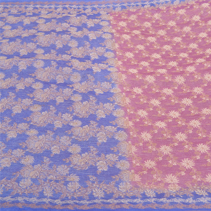 Sanskriti Vintage Purple Sarees Blend Georgette Woven Premium Sari 5 Yard Sustainable Fabric