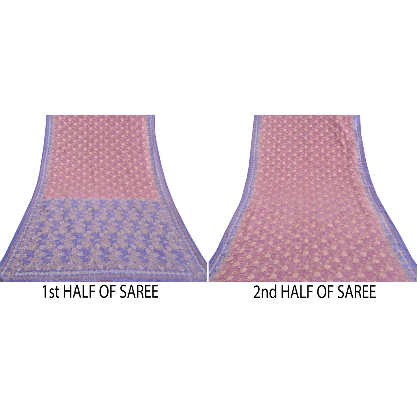 Sanskriti Vintage Purple Sarees Blend Georgette Woven Premium Sari 5 Yard Sustainable Fabric