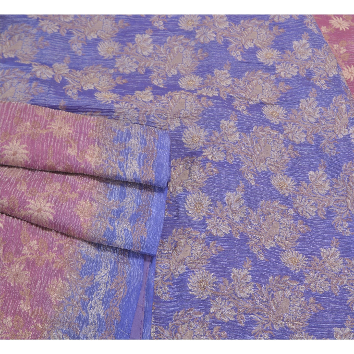 Sanskriti Vintage Purple Sarees Blend Georgette Woven Premium Sari 5 Yard Sustainable Fabric