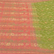 Sanskriti Vintage Indian Green Sari Pure Silk Hand-Woven Sarees Premium Fabric