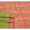 Sanskriti Vintage Indian Green Sari Pure Silk Hand-Woven Sarees Premium Sustainable Fabric