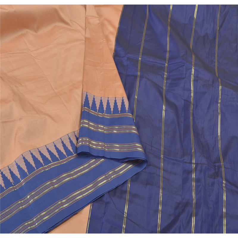 Sanskriti Vintage Blue Sarees Art Silk Woven Zari Premium Sari Craft Sustainable Fabric
