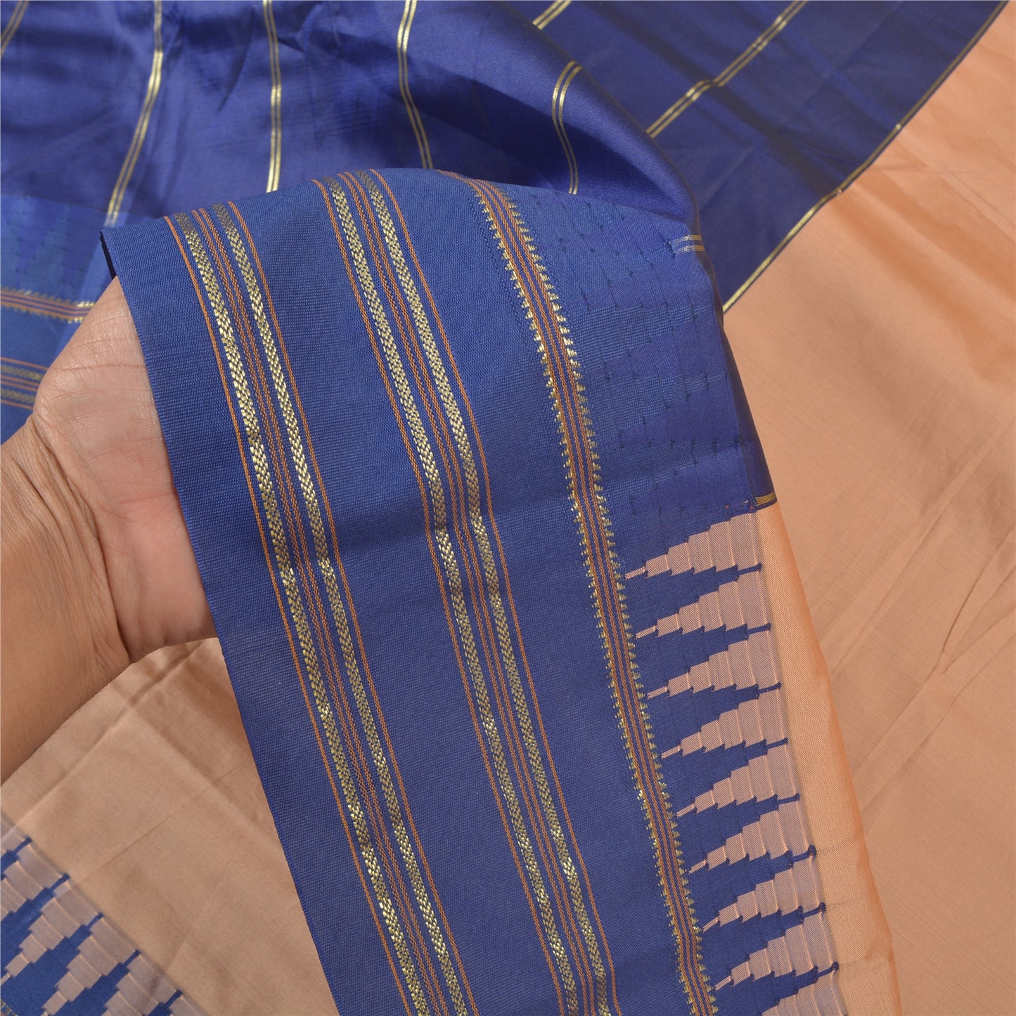 Sanskriti Vintage Blue Sarees Art Silk Woven Zari Premium Sari Craft Sustainable Fabric