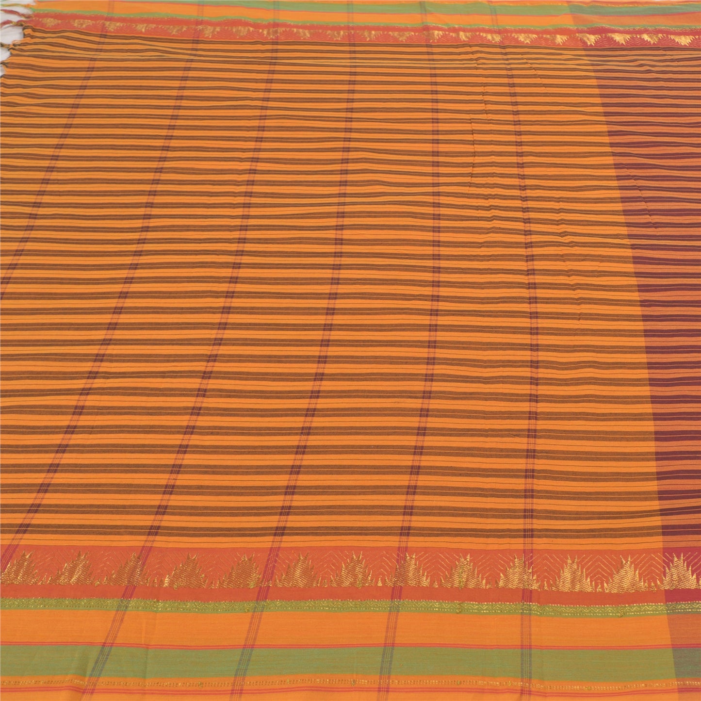 Sanskriti Vintage Sarees Blend Cotton Woven Chettinad/Kandangi Sari Sustainable Fabric