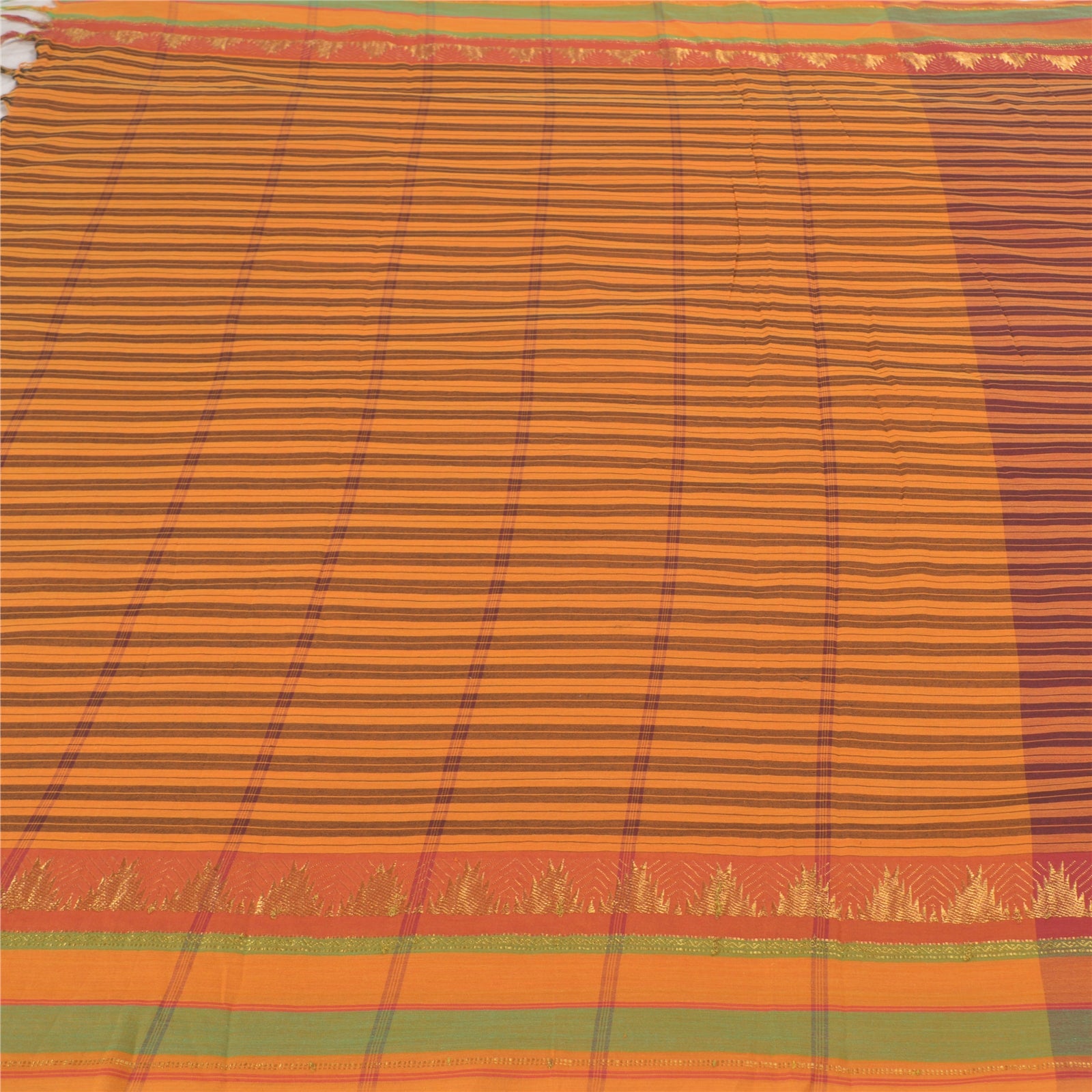 Sanskriti Vintage Sarees Blend Cotton Woven Chettinad/Kandangi Sari Sustainable Fabric