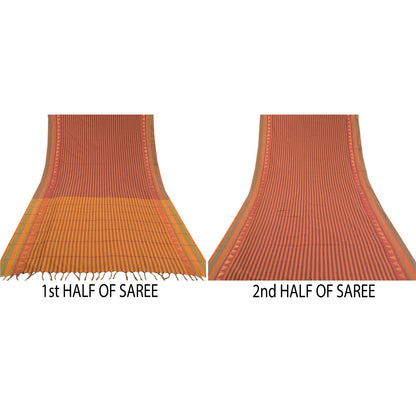 Sanskriti Vintage Sarees Blend Cotton Woven Chettinad/Kandangi Sari Sustainable Fabric