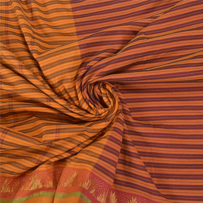 Sanskriti Vintage Sarees Blend Cotton Woven Chettinad/Kandangi Sari Sustainable Fabric