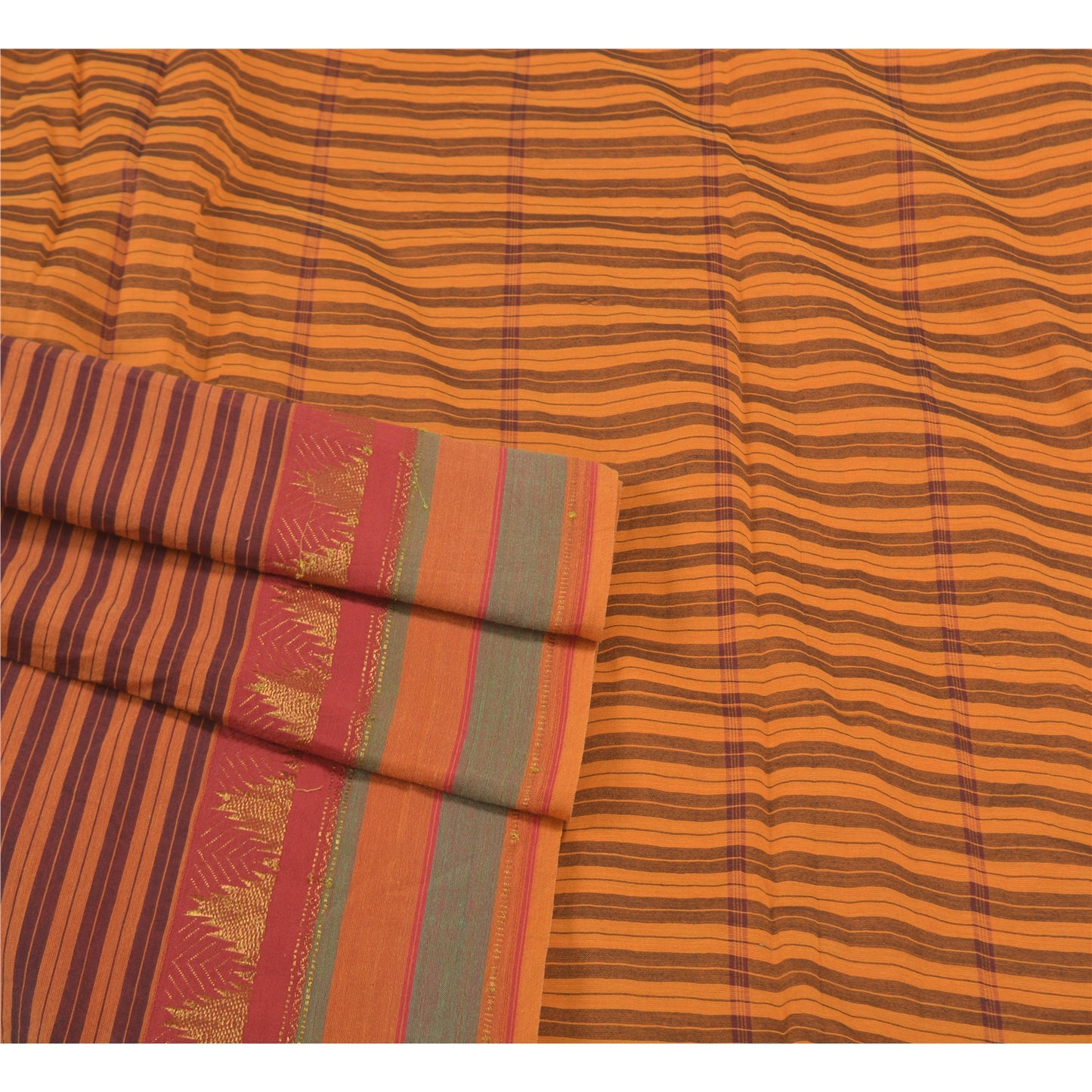 Sanskriti Vintage Sarees Blend Cotton Woven Chettinad/Kandangi Sari Sustainable Fabric