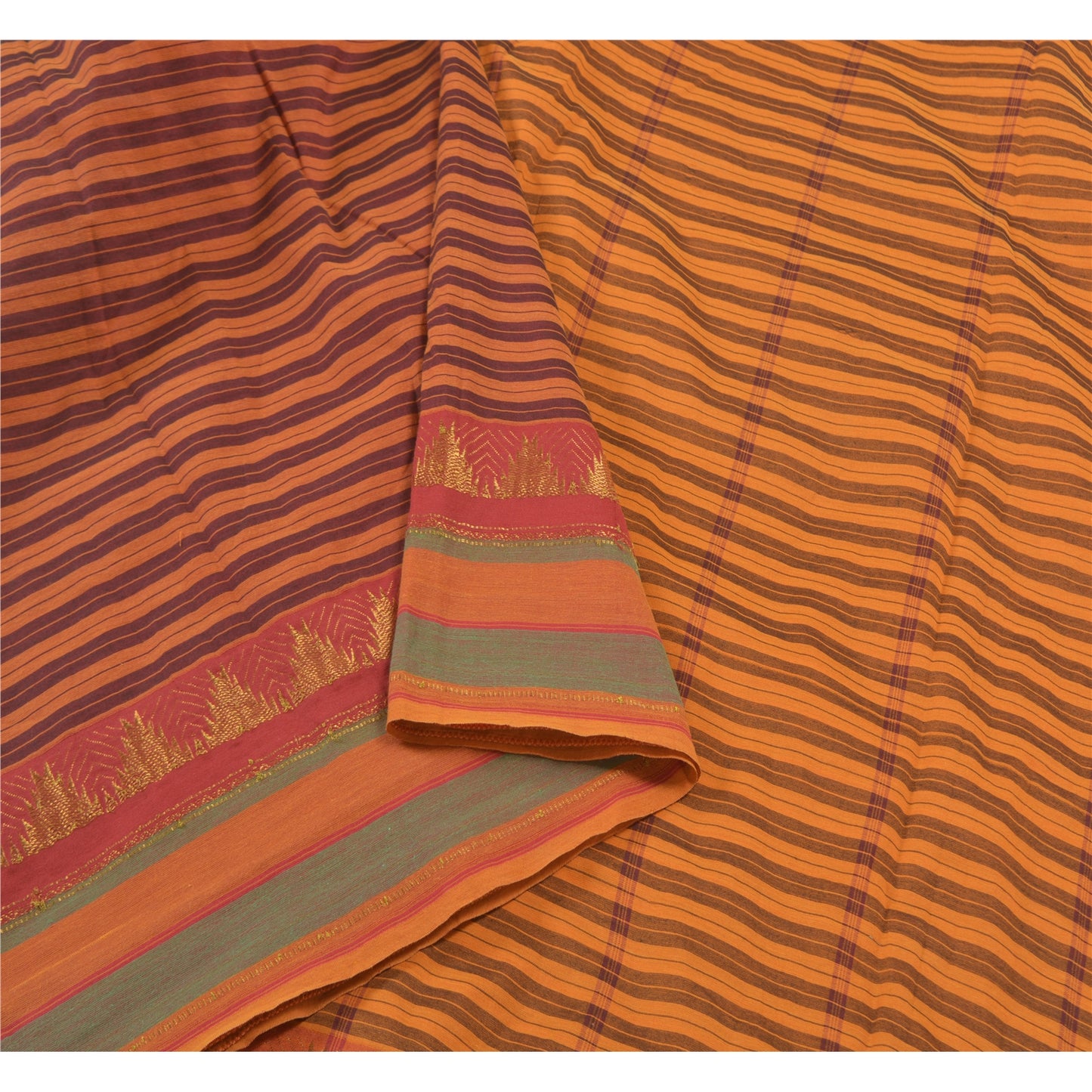 Sanskriti Vintage Sarees Blend Cotton Woven Chettinad/Kandangi Sari Sustainable Fabric