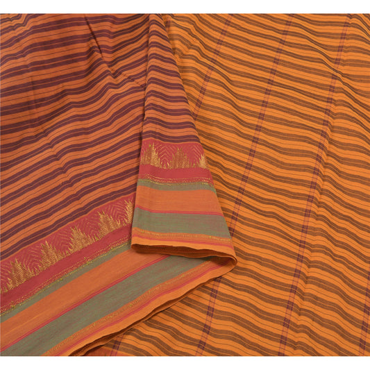 Sanskriti Vintage Sarees Blend Cotton Woven Chettinad/Kandangi Sari Sustainable Fabric