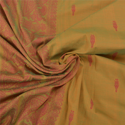 Sanskriti Vintage Blend Cotton Woven Baluchari Sarees Green Premium Sari Sustainable Fabric