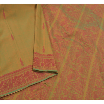 Sanskriti Vintage Blend Cotton Woven Baluchari Sarees Green Premium Sari Sustainable Fabric