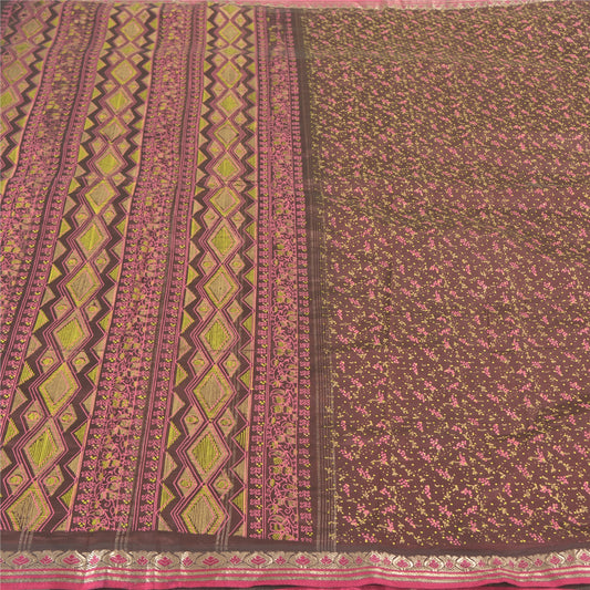 Sanskriti Vintage Sarees blanding af silketryk og Zari-kant premium sari bæredygtigt stof