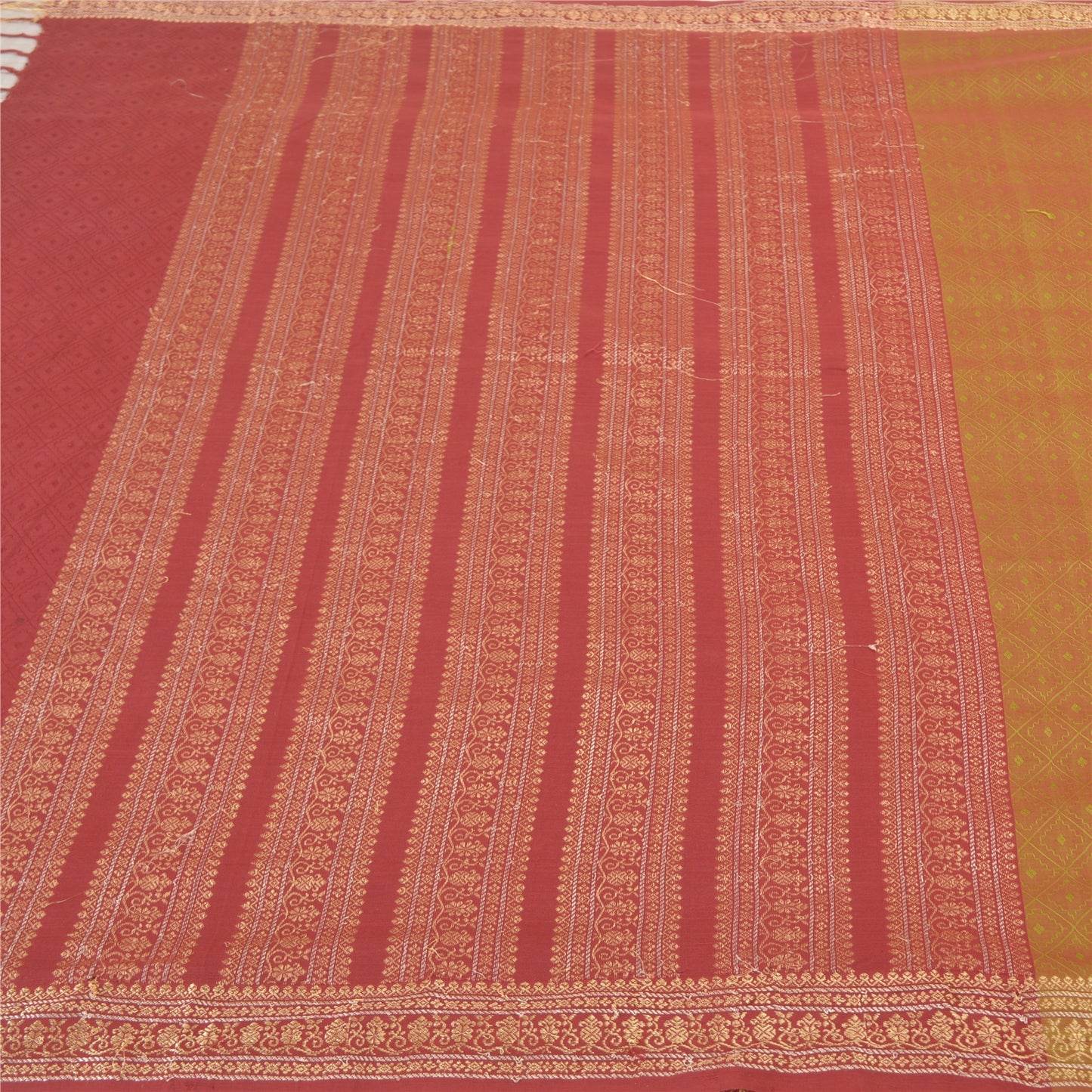 Sanskriti Vintage Green Sarees Blend Cotton Woven Premium Sari Craft Sustainable Fabric