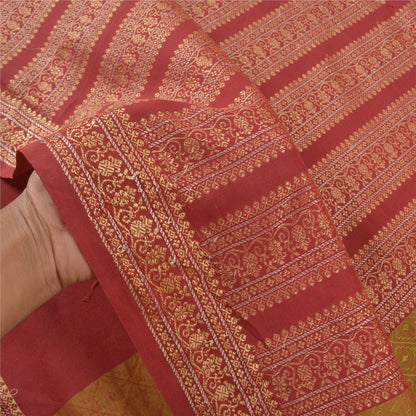 Sanskriti Vintage Green Sarees Blend Cotton Woven Premium Sari Craft Sustainable Fabric