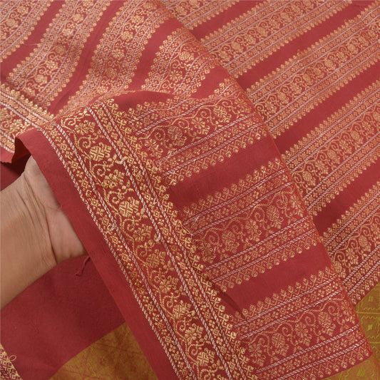 Sanskriti Vintage Grønne Sarier Blandet Bomuld Vævet Premium Sari Håndværk Bæredygtigt Stoff