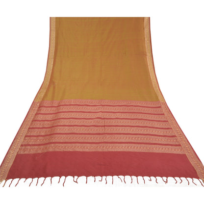 Sanskriti Vintage Green Sarees Blend Cotton Woven Premium Sari Craft Sustainable Fabric