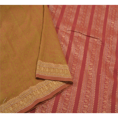 Sanskriti Vintage Green Sarees Blend Cotton Woven Premium Sari Craft Sustainable Fabric