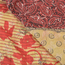 Load image into Gallery viewer, Sanskriti Vintage Ivory Sarees 100% Pure Crepe Silk Handmade Kantha Sari Fabric
