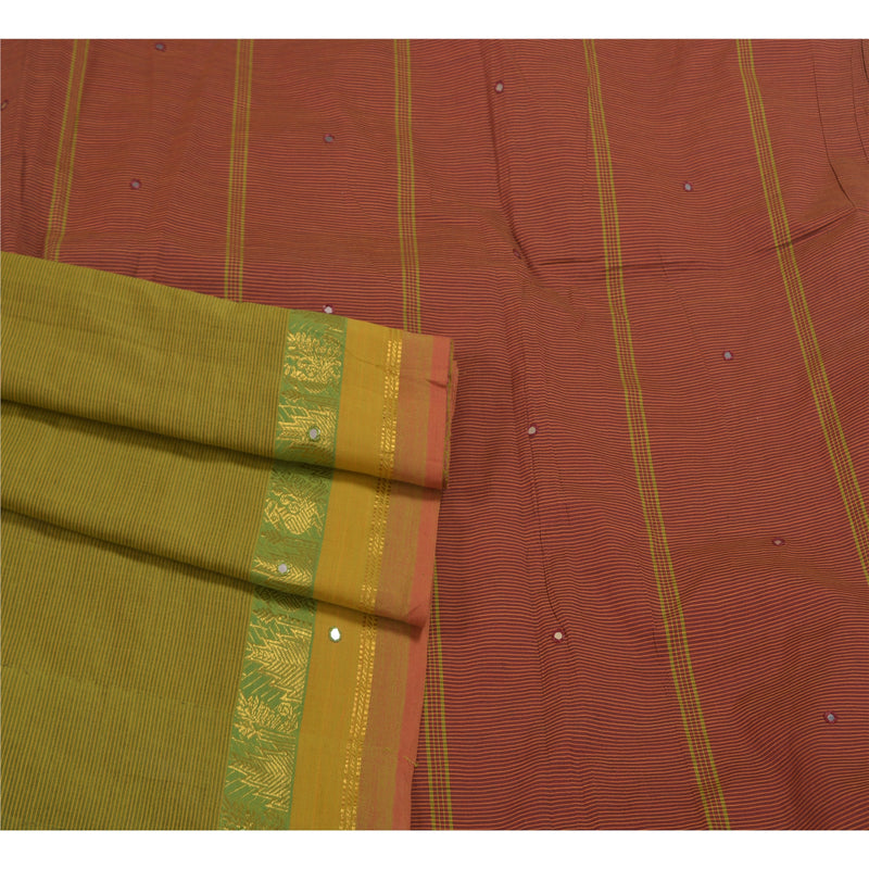 Sanskriti Vintage Grønne Indiske Sareer Kunstsilke Vævet Ilkal Premium Sari Bæredygtigt Stof