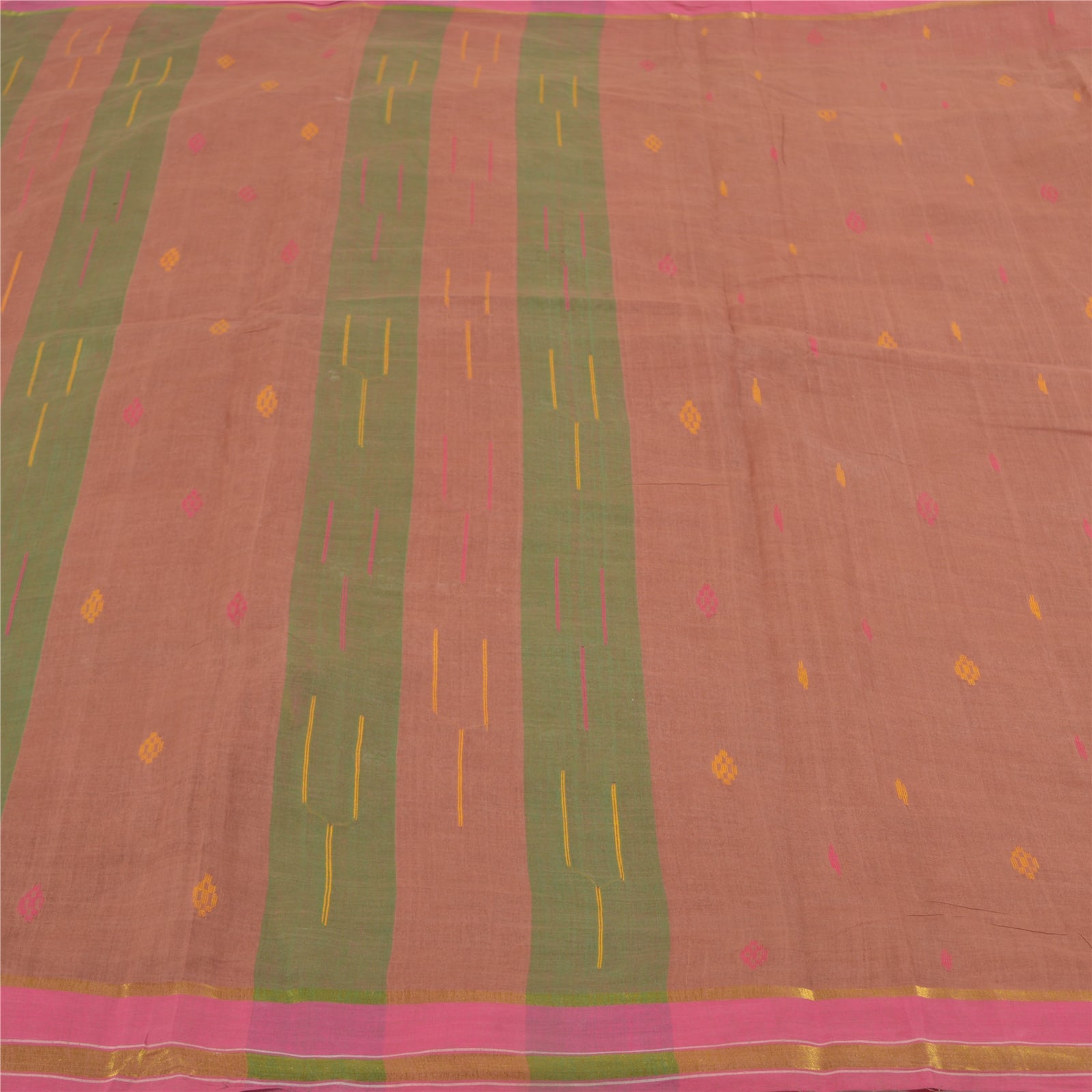 Sanskriti Vintage Rose Ash Sarees Pure Cotton Hand-Woven Indian Tant Sari Sustainable Fabric