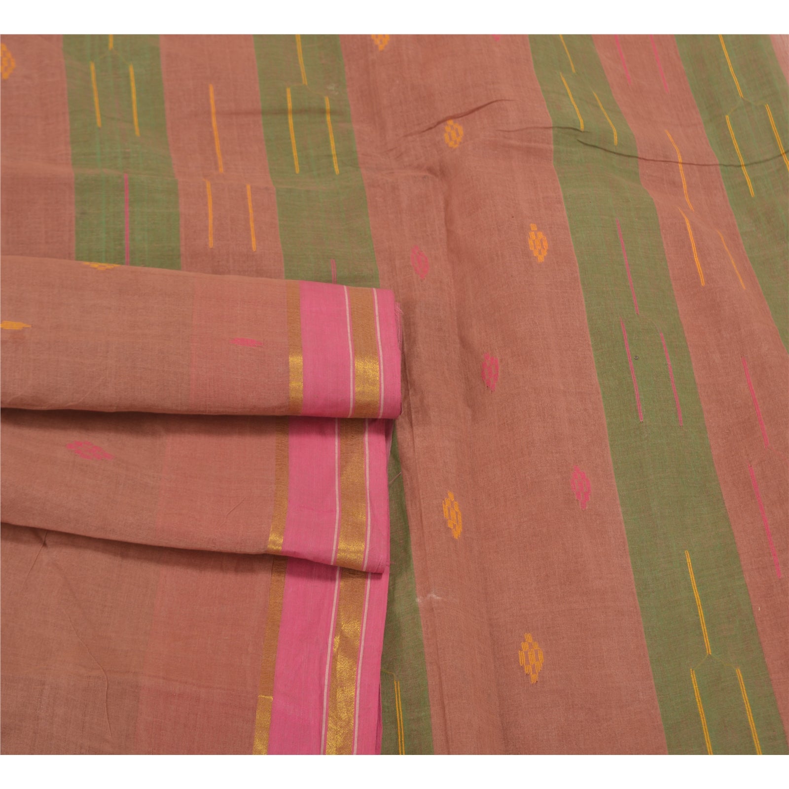 Sanskriti Vintage Rose Ash Sarees Pure Cotton Hand-Woven Indian Tant Sari Sustainable Fabric