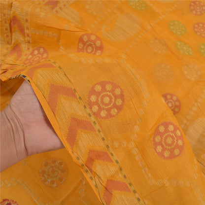 Sanskriti Vintage Saffron Indian Sarees Pure Silk Hand-Woven Craft Sari Sustainable Fabric