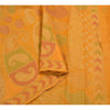 Sanskriti Vintage Saffron Indian Sarees Pure Silk Hand-Woven Craft Sari Sustainable Fabric