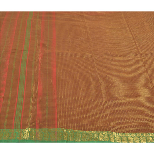 Sanskriti Vintage Brown Sarees Blend Silk Woven Chettinad/Kandangi Sari Sustainable Fabric