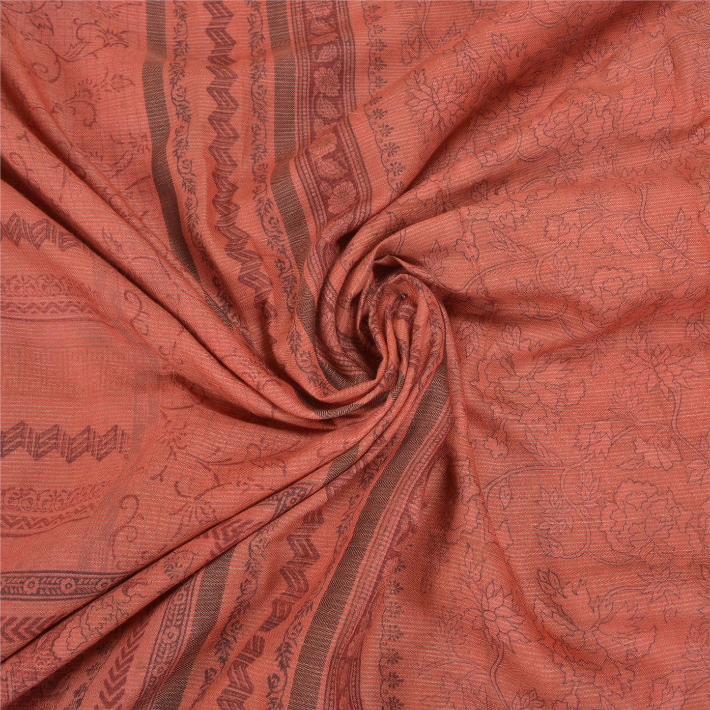 Sanskriti Vintage Brick Red Sarees Blend Cotton Printed Premium Sari Sustainable Fabric