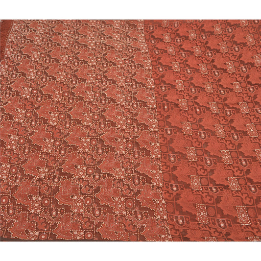 Sanskriti Vintage Brick Red Sarees Pure Organza SIlk Woven Premium Sari Sustainable Fabric