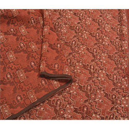 Sanskriti Vintage Brick Red Sarees Pure Organza SIlk Woven Premium Sari Sustainable Fabric