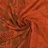 Sanskriti Vintage Rusty Orange Sarees Pure Silk Hand Beaded Premium Sari Sustainable Fabric