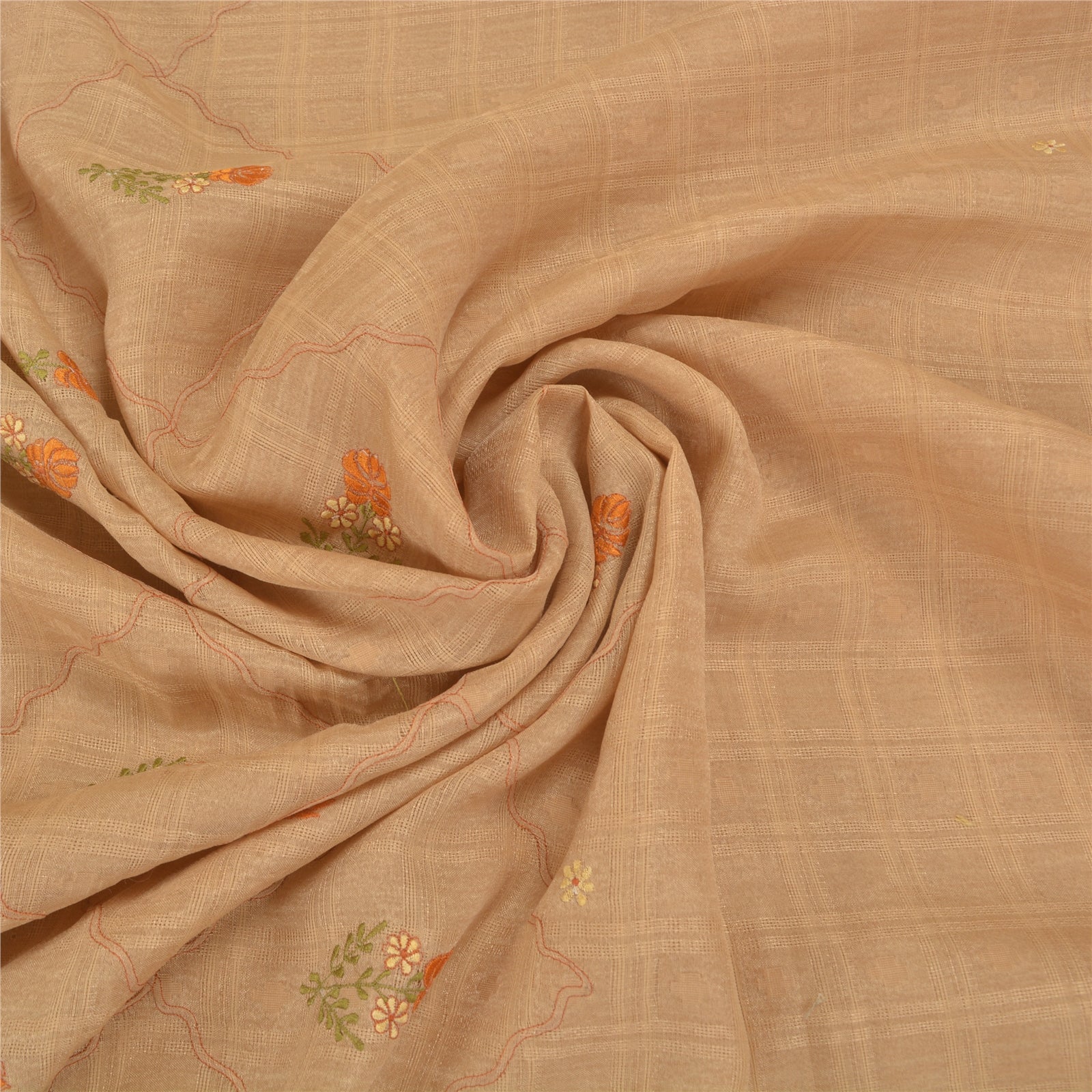 Sanskriti Vintage Ivory Sarees Art Silk Embroidered Woven Premium Sari Sustainable Fabric