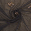Sanskriti Vintage Black Sarees Net Mesh Black Handmade Mukesh Work Sari Sustainable Fabric