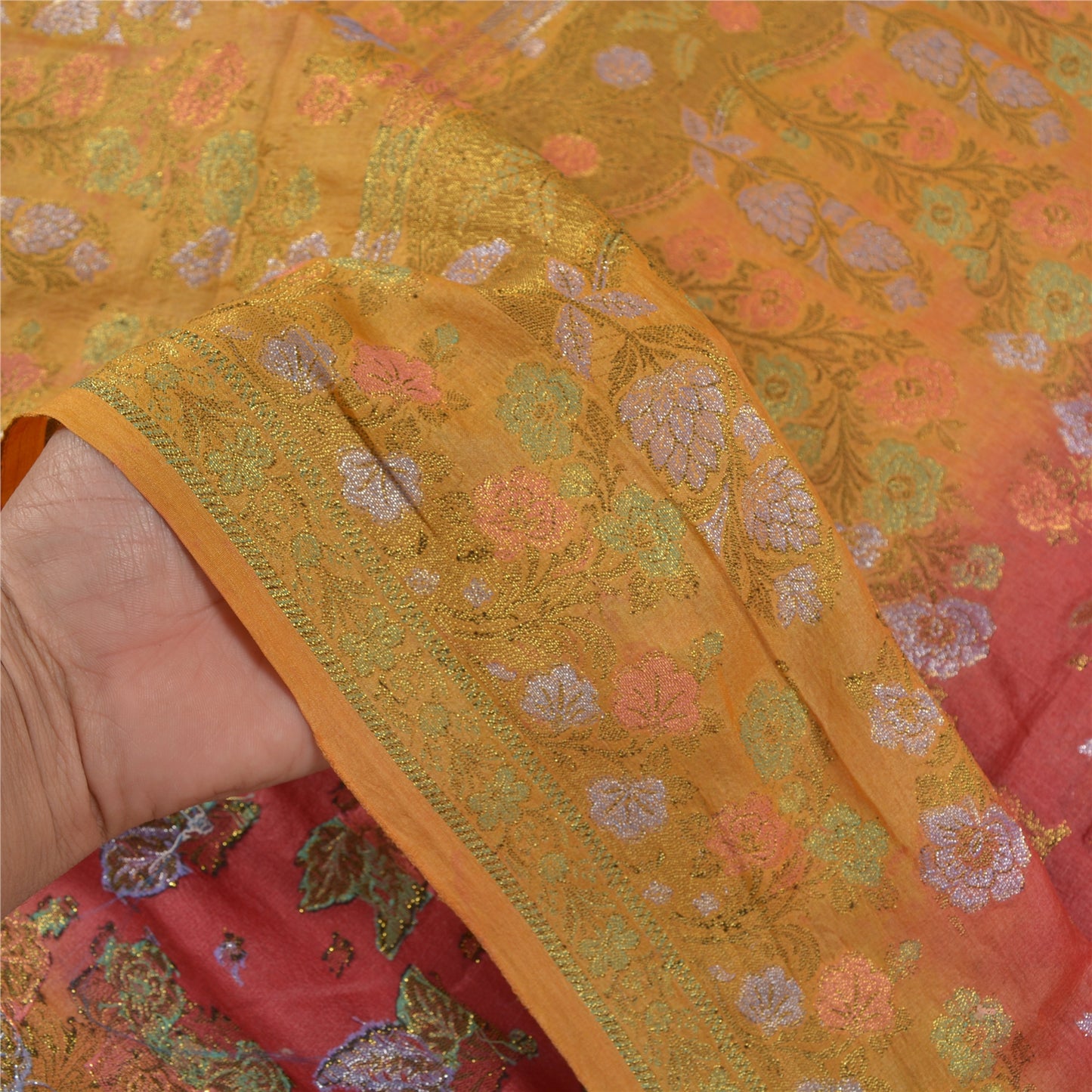 Sanskriti Vintage Dark Red Sarees 100% Pure Silk Woven Sari 5 Yard Craft Sustainable Fabric