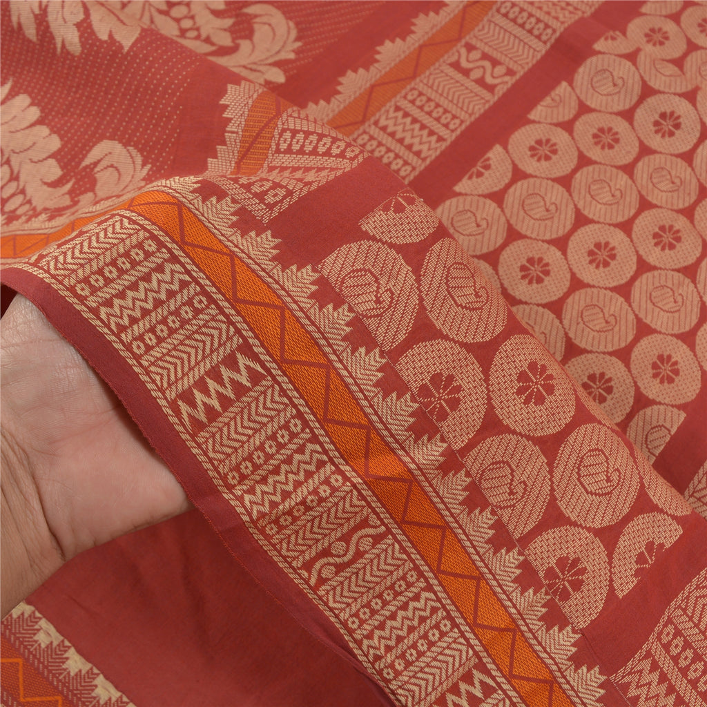 Sanskriti Vintage Mørkerøde Sarier Ren Bomuld Håndvævet Premium Sari Bæredygtigt Stoff