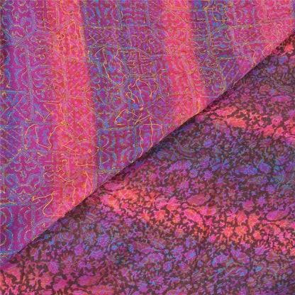 Sanskriti Vintage Pink Sarees 100% Pure Silk Hand Beaded Sari Premium Sustainable Fabric