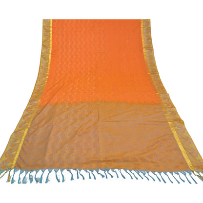 Sanskriti Vintage Orange Indiske Sarees Kunstsilke Vævet Premium Sari Håndværk Bæredygtigt Stoff