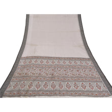 Load image into Gallery viewer, Sanskriti Vintage White Sarees Blend Silk Printed Premium Sari Craft Fabric
