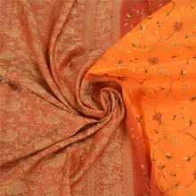 Load image into Gallery viewer, Sanskriti Vintage Saffron Sarees Pure Silk Embroidered Woven Premium Sari Fabric
