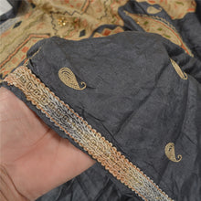 Load image into Gallery viewer, Sanskriti Vintage Greyish Black Sarees Pure Silk Hand Beaded Premium Sari Fabric
