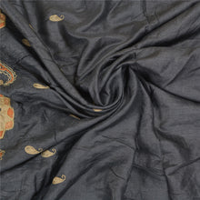 Load image into Gallery viewer, Sanskriti Vintage Greyish Black Sarees Pure Silk Hand Beaded Premium Sari Fabric
