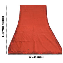 Load image into Gallery viewer, Sanskriti Vintage Brick Red Indian Sarees Pure Silk Embroidered 5 Yd Sari Fabric
