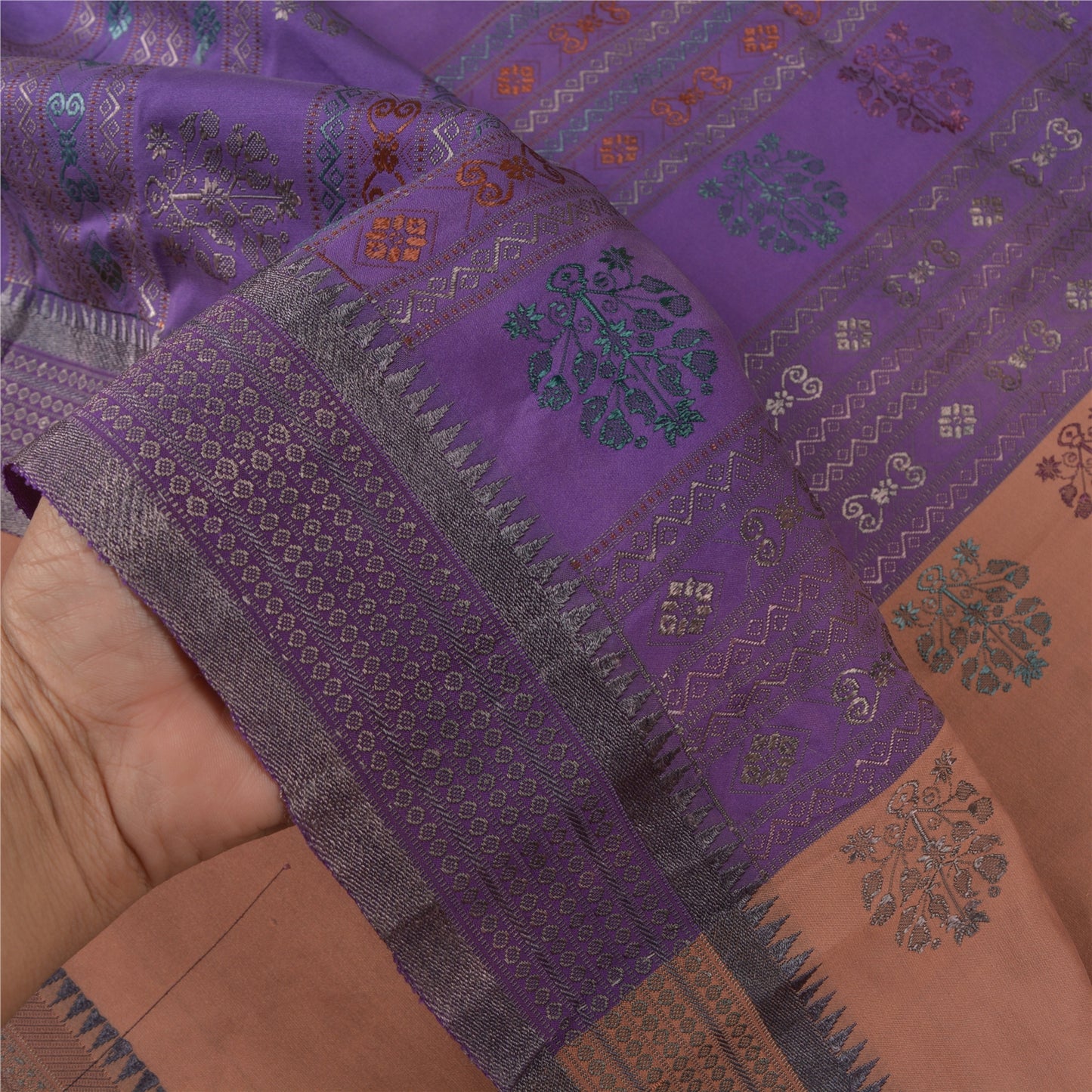 Sanskriti Vintage Peach Indian Sarees Art Silk Woven Premium Sari Craft Sustainable Fabric